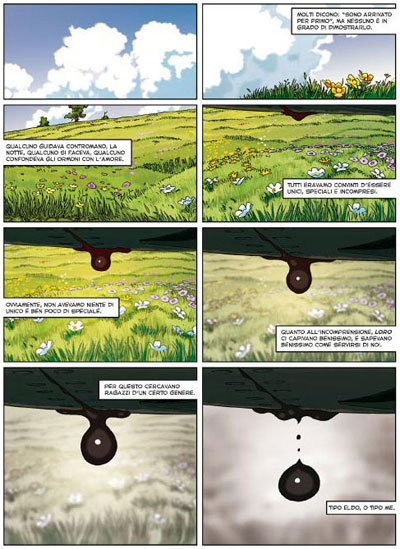 La prima tavola de I piloti non sanno ballare La prima tavola de I piloti non sanno ballare<br>disegni di M.Mantero<br><i>(c) ReNoir Comics</i>