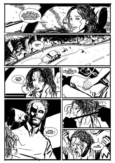 Tavola tratta da Homo Homini Lupus<br>disegni di Giacomo Bevilacqua<br><i>(c) 2009 Edizioni BD</i>