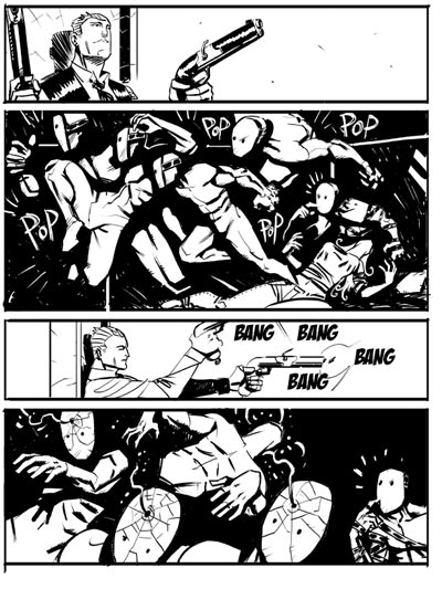 Tavola tratta dal primo episodio<br>disegni di Giacomo Bevilacqua<br><i>(c) 2009 Eura Editoriale</i>