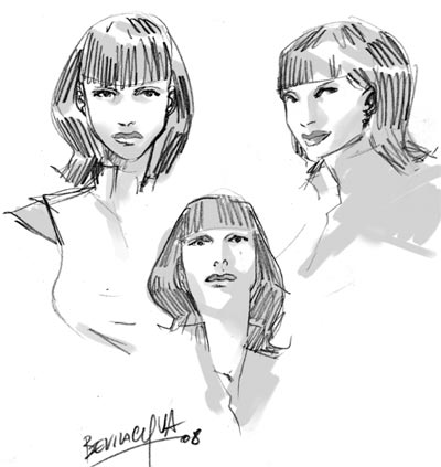 Studio Personaggi: Maddie<br>disegni di Giacomo Bevilacqua<br><i>(c) 2009 Eura Editoriale</i>