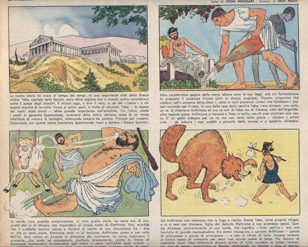 Ugo Pratt (ancora senza H) illustra le avventure di Ercole su testi di Vezio Melegari Ugo Pratt (ancora senza H) illustra le avventure di Ercole su testi di Vezio Melegari<br>Corriere dei Piccoli del 19 settembre 1965<br><i>(c) 1965, Corriere della Sera</i>