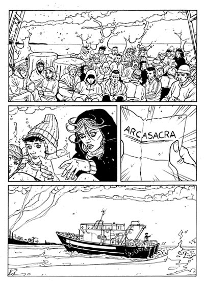 Lato "B" - Tavola 2<br>disegni di Emanuele Boccanfuso<br><i>(c) 2009 Nicola Pesce Editore</i>