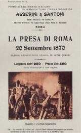 La presa di Roma di Filoteo Alberini (1905) La presa di Roma di Filoteo Alberini (1905)<br>la locandina del film con cui inizia la storia del cinema italiano<br><i>(c) aventi diritto</i>