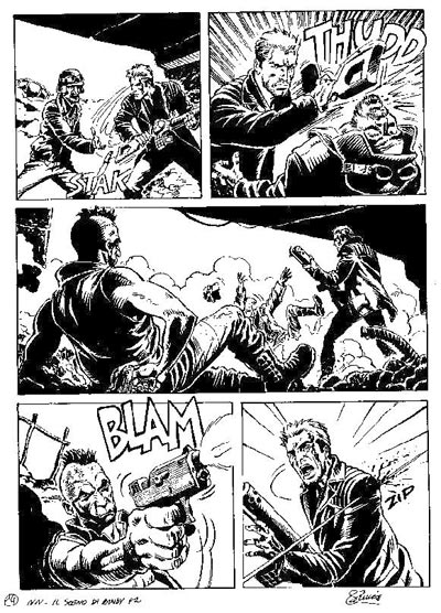 Tavola tratta dal numero 217 Tavola tratta dal numero 217<br>disegni di Gigi Simeoni<br><i>(c) 2009 Sergio Bonelli Editore</i>