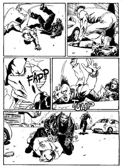 Tavola tratta da Agenzia Alfa numero 20<br>disegni di Andrea Bormida<br><i>(c) 2009 Sergio Bonelli Editore</i>