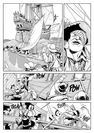 Assalto al galeone<br>disegni di Luca Enoch<br><i>(c) 2009 Sergio Bonelli Editore</i>