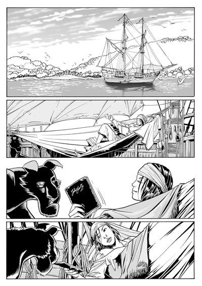 Relax sull'amaca<br>disegni di Luca Enoch<br><i>(c) 2009 Sergio Bonelli Editore</i>