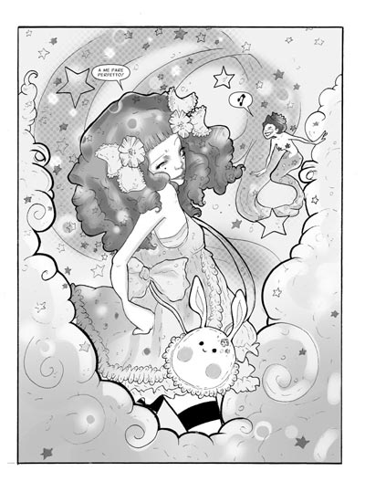 Tavola tratta da Glam numero 0 Tavola tratta da Glam numero 0<br>disegni di Natascia Raffio<br><i>(c) 2009 Salvatore Taormina</i>