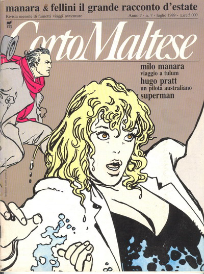Inizia il viaggio a Tulum Inizia il viaggio a Tulum<br>Corto Maltese, anno 7, n. 7, copertina<br><i>(c) 1989 RCS</i>