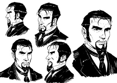 Studio Personaggi: Robert Greystorm<br>disegni di Gianmauro Cozzi<br><i>(c) 2009 Sergio Bonelli Editore</i>