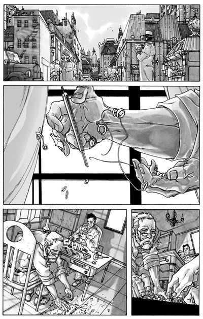 Tavola tratta dalla miniserie - versione grey<br>disegni di Carmine Di Giandomenico<br><i>(c) 2009 Panini Comics</i>