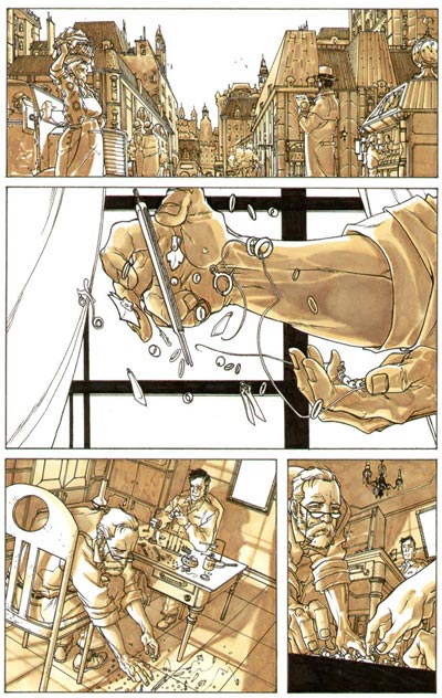 Tavola tratta dalla miniserie - versione seppia<br>disegni di Carmine Di Giandomenico<br><i>(c) 2009 Panini Comics</i>