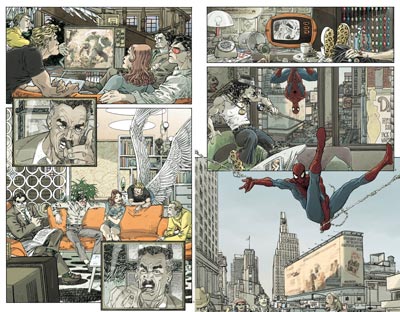 Tavola doppia tratta dalla miniserie<br>disegni e colori di Mario Alberti<br><i>(c) 2009 Panini Comics</i>