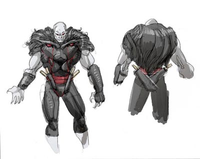 Studi Personaggi: XRaven<br>disegni di Mario Alberti<br><i>(c) 2009 Panini Comics</i>