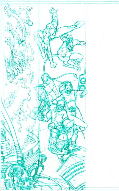 Cover Albo Numero 4 USA - matite<br>disegni di Mario Alberti<br><i>(c) 2009 Panini Comics</i>