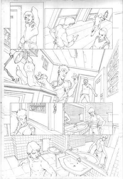 Albo USA #4 - Tavola 4 matite<br>disegni di Gianluca Gugliotta<br><i>(c) 2009 Panini Comics</i>
