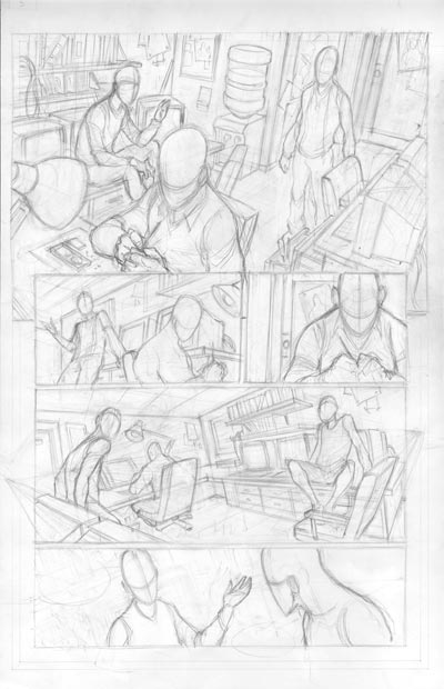 Albo USA #4 - Tavola 5 storyboard<br>disegni di Gianluca Gugliotta<br><i>(c) 2009 Panini Comics</i>