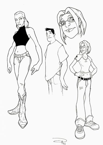 Studi Personaggi: Colosso, Mystique e Roque<br>disegni di Denis Medri<br><i>(c) 2009 Panini Comics</i>