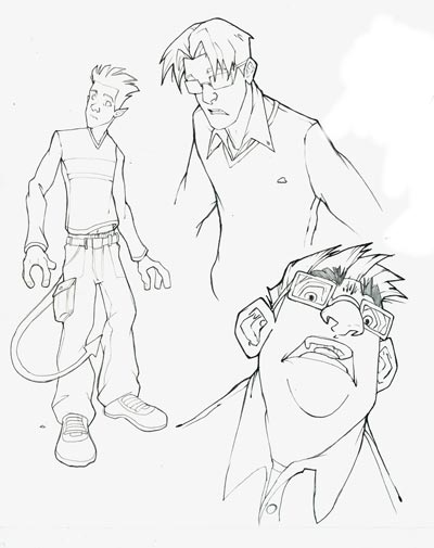Studi Personaggi: Hank, Kurt, Scott<br>disegni di Denis Medri<br><i>(c) 2009 Panini Comics</i>