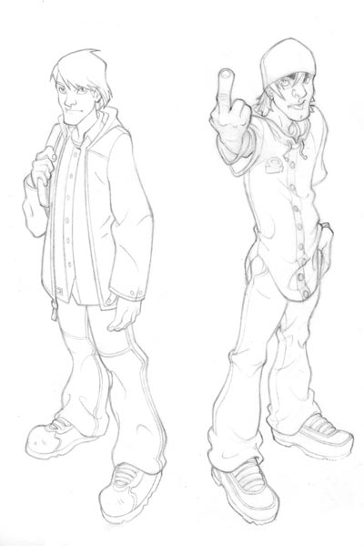 Studi Personaggi: Sebastian, Warren<br>disegni di Marco Failla<br><i>(c) 2009 Panini Comics</i>