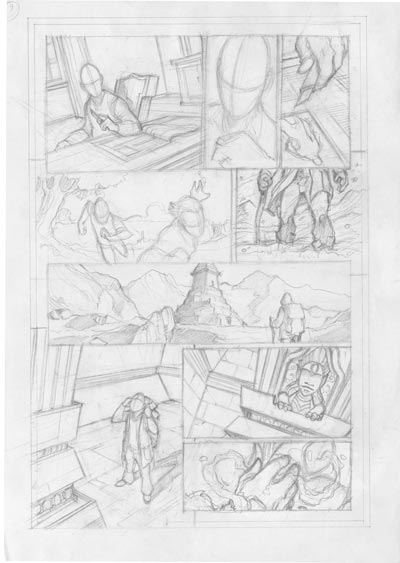 Albo USA #4 - Tavola 9 storyboard<br>disegni di Gianluca Gugliotta<br><i>(c) 2009 Panini Comics</i>