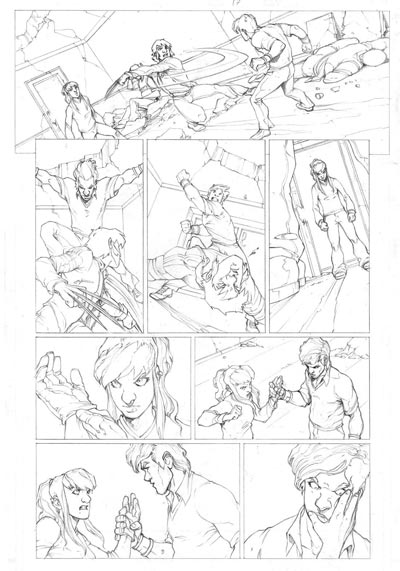 Albo USA #4 - Tavola 17 matite<br>disegni di Gianluca Gugliotta<br><i>(c) 2009 Panini Comics</i>