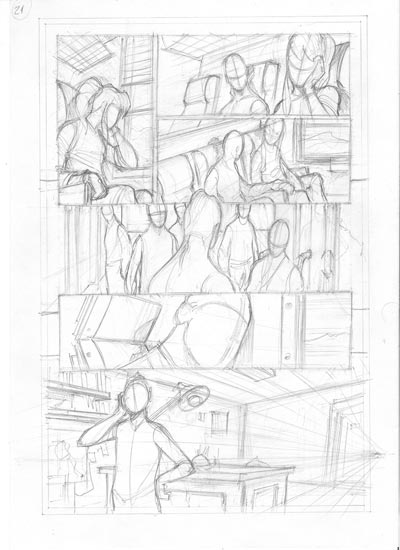 Albo USA #4 - Tavola 21 storyboard<br>disegni di Gianluca Gugliotta<br><i>(c) 2009 Panini Comics</i>