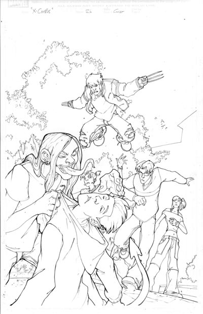 Cover Albo USA #2 - matite<br>disegni di Denis Medri<br><i>(c) 2009 Marvel Comics</i>
