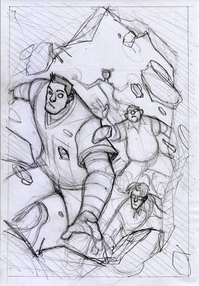 Cover Albo USA #3 - layout<br>disegni di Denis Medri<br><i>(c) 2009 Panini Comics</i>