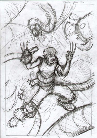 Cover Albo USA #4 - layout<br>disegni di Denis Medri<br><i>(c) 2009 Marvel Comics</i>