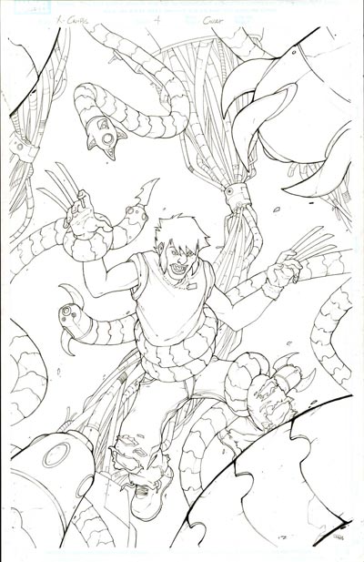 Cover Albo USA #4 - matite<br>disegni di Denis Medri<br><i>(c) 2009 Marvel Comics</i>