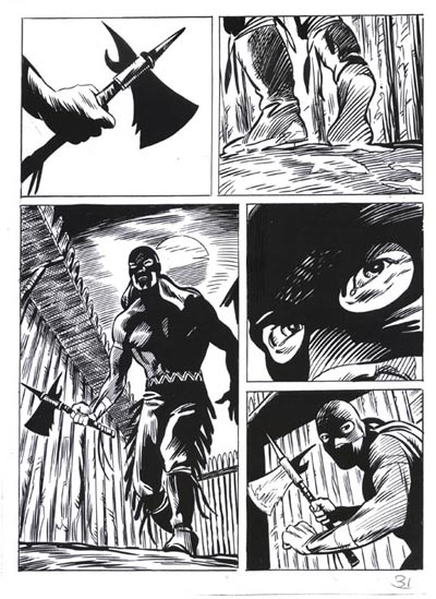 Tavola tratta da "Il vendicatore nero"<br>disegni di Mauro Laurenti<br><i>(c) 2009 Sergio Bonelli Editore</i>