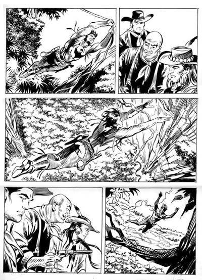 Tavola tratta da "Il vendicatore nero"<br>disegni di Mauro Laurenti<br><i>(c) 2009 Sergio Bonelli Editore</i>