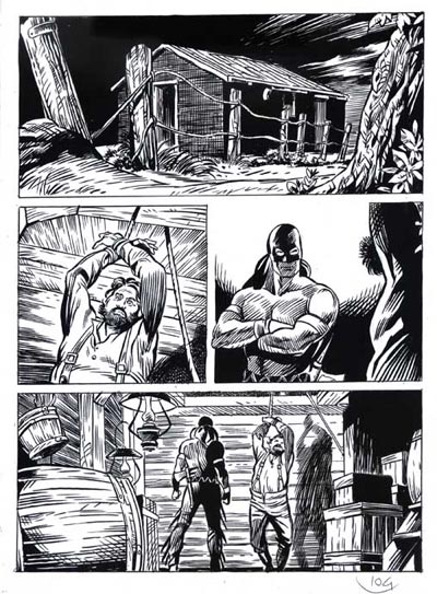 Tavola tratta da "Il vendicatore nero" Tavola tratta da "Il vendicatore nero"<br>disegni di Mauro Laurenti<br><i>(c) 2009 Sergio Bonelli Editore</i>
