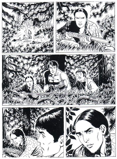 Tavola tratta da "La luna degli scheletri" Tavola tratta da "La luna degli scheletri"<br>disegni di Oliviero Gramaccioni<br><i>(c) 2009 Sergio Bonelli Editore</i>