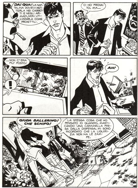 Dylan assediato dagli scarafaggi<br>disegni di Franco Saudelli, Dylan Dog Gigante n.18<br><i>(c) 2009 Sergio Bonelli Editore</i>