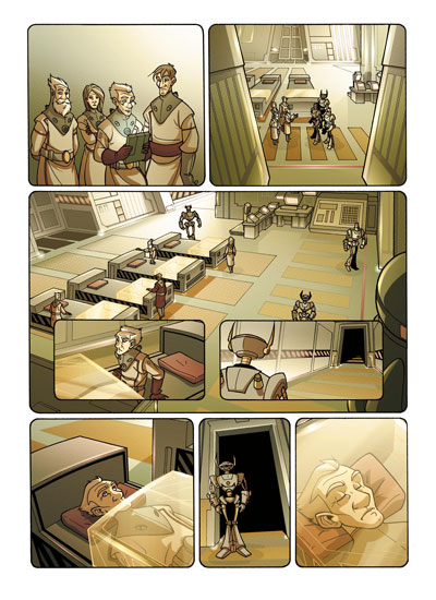Tavola tratta da Eternopolis numero 3<br>disegni di Roberta Pierpaoli, colori di Marina Iovine<br><i>(c) 2010 Salvatore Taormina</i>