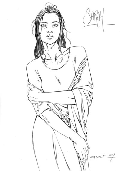 Studio Personaggi: Sarah<br>disegni di Stefano Raffaele<br><i>(c) 2010 Comma22</i>