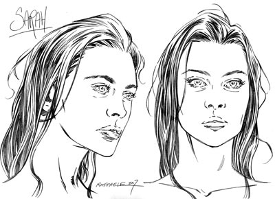 Studio Personaggi: Sarah<br>disegni di Stefano Raffaele<br><i>(c) 2010 Comma22</i>