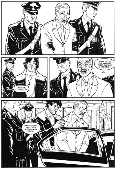 Tavola tratta da L'esattore Tavola tratta da L'esattore<br>disegni di Andrea Riccadonna<br><i>(c) 2010 Edizioni BD</i>