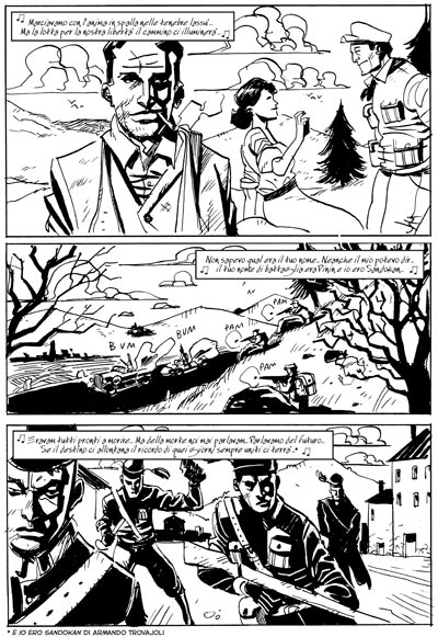 Tavola tratta da Pensione di guerra<br>disegni di Giacomo Bevilacqua<br><i>(c) 2010 Edizioni BD</i>