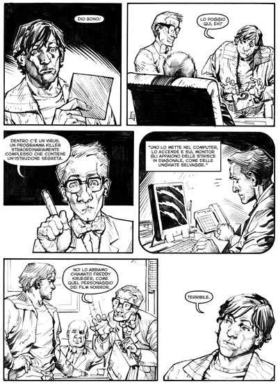Tavola tratta da Freddy Krueger<br>disegni di Matteo Cremona<br><i>(c) 2010 Edizioni BD</i>