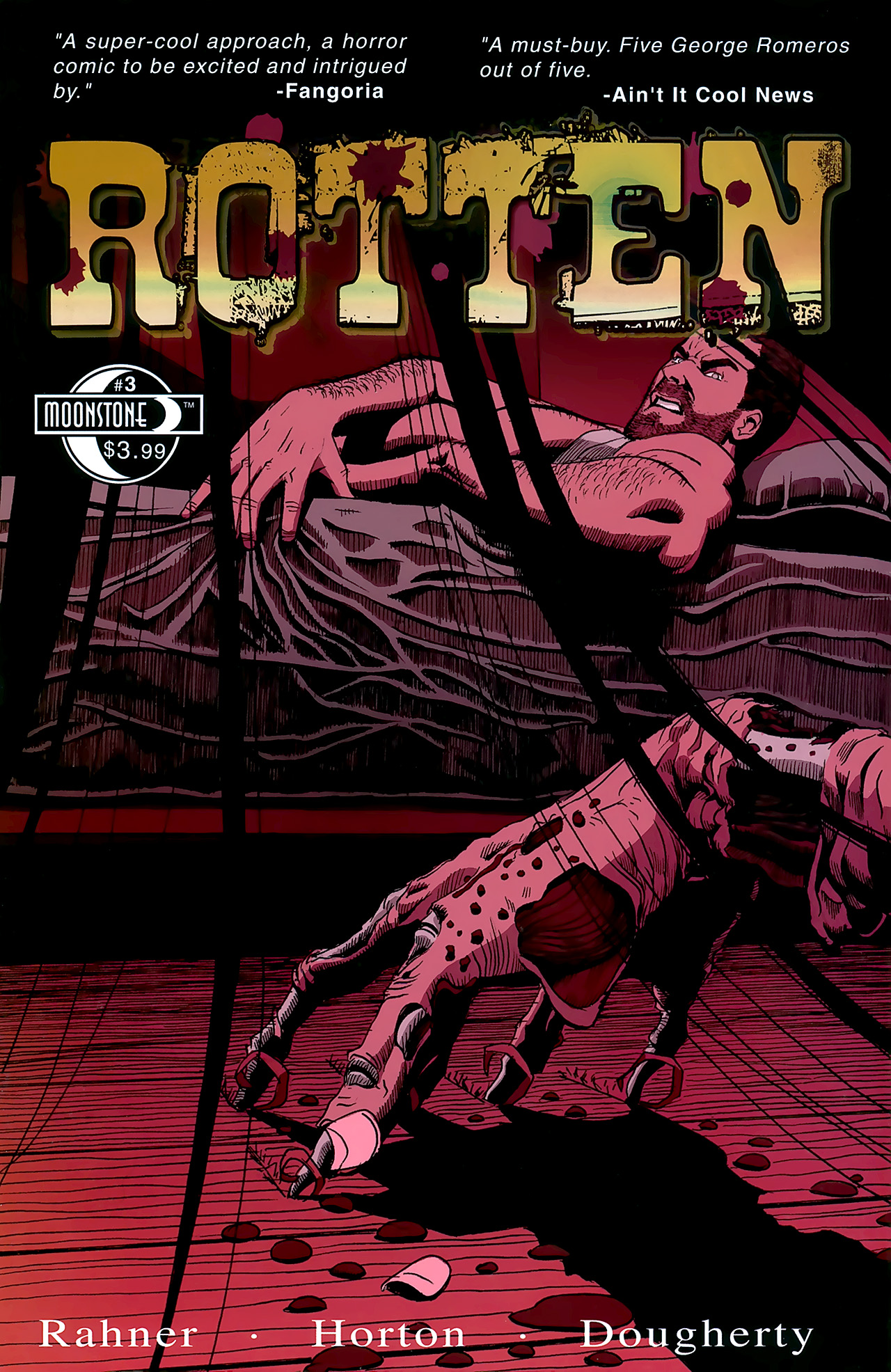 Cover Rotten numero 3 edizione USA<br>disegni di Dan Dougherty<br><i>(c) 2009 Moonstone</i>