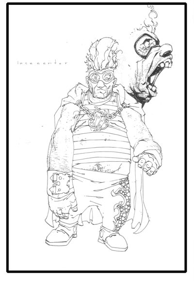 Studio Personaggi: Inceneritor<br>disegni di Alberto Ponticelli<br><i>(c) 2010 Edizioni BD</i>