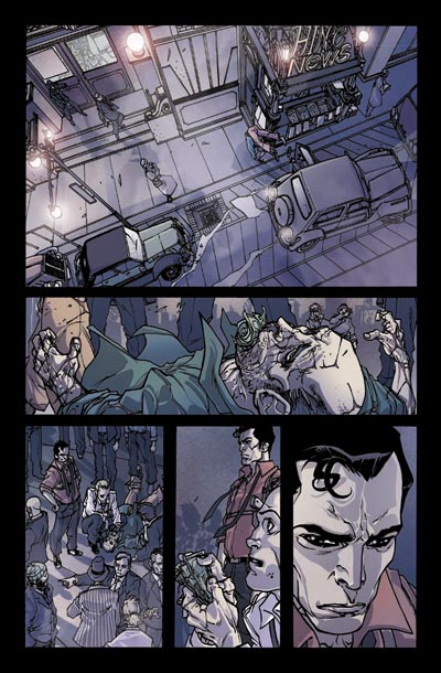 Tavola tratta da Spider-Man Noir Volume 2<br>disegni e colori di Carmine Di Giandomenico<br><i>(c) 2010 Panini Comics</i>