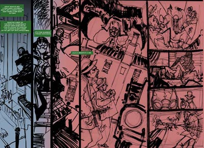Tavola tratta da Spider-Man Noir Volume 2<br>disegni di Carmine Di Giandomenico<br><i>(c) 2010 Panini Comics</i>