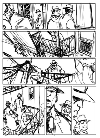 Tavola tratta da Spider-Man Noir Volume 2 - Storytelling<br>disegni di Carmine Di Giandomenico<br><i>(c) 2010 Panini Comics</i>