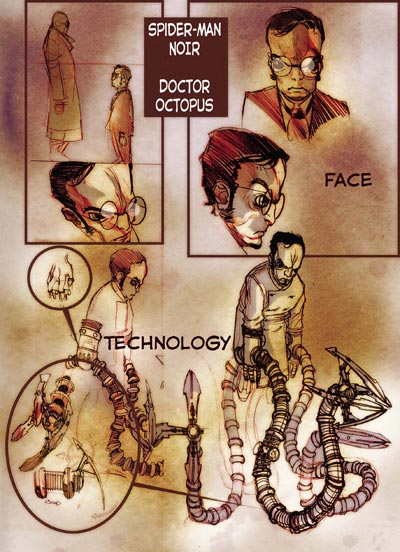 Studio Personaggi: Doctor Octopus (versione non utilizzata)<br>disegni di Carmine Di Giandomenico<br><i>(c) 2010 Panini Comics</i>