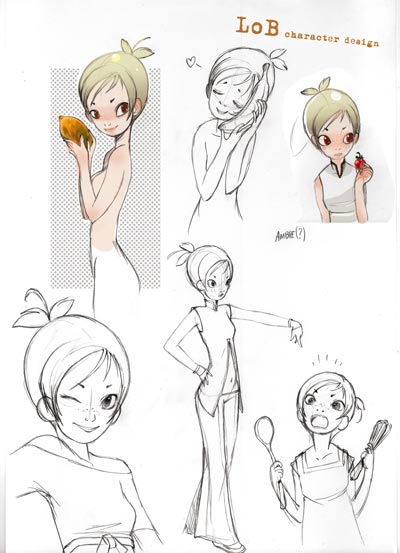 Studio Personaggi: Ambre "Fruit"<br>disegni di Alessandro Barbucci<br><i>(c) 2010 Bao Publishing</i>