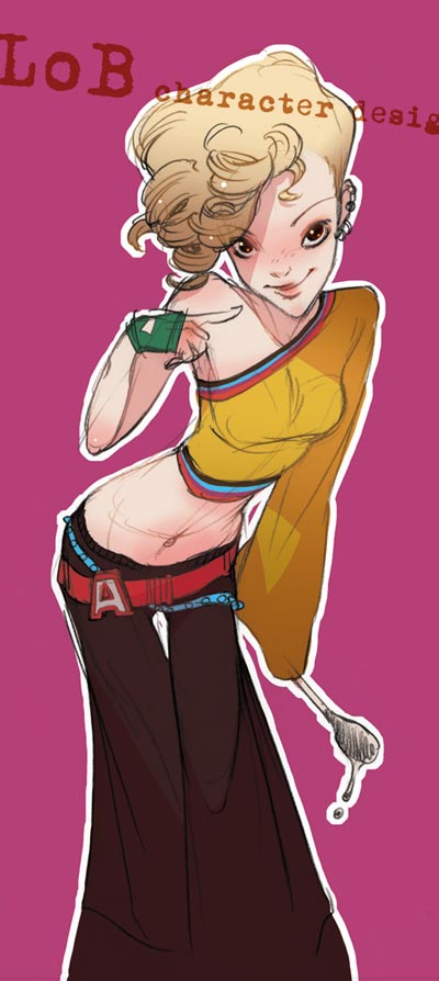 Studio Personaggi: Ambre "Gwen"<br>disegni di Alessandro Barbucci<br><i>(c) 2010 Bao Publishing</i>